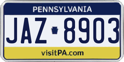 PA license plate JAZ8903