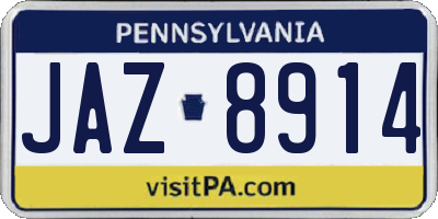 PA license plate JAZ8914