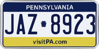 PA license plate JAZ8923