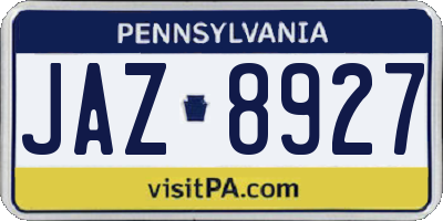 PA license plate JAZ8927