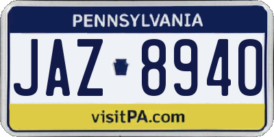 PA license plate JAZ8940