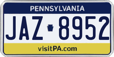 PA license plate JAZ8952