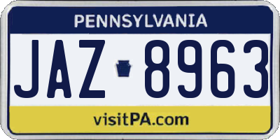 PA license plate JAZ8963