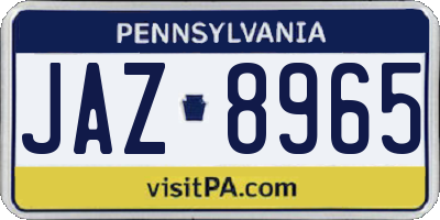 PA license plate JAZ8965