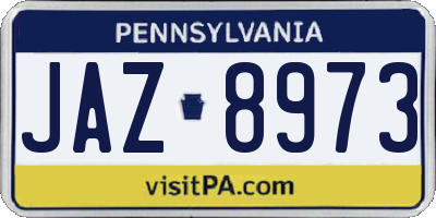 PA license plate JAZ8973