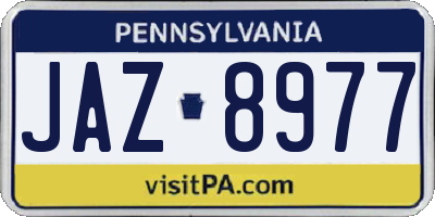 PA license plate JAZ8977