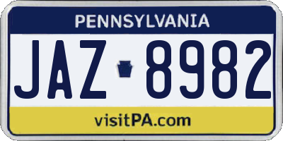 PA license plate JAZ8982