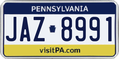 PA license plate JAZ8991