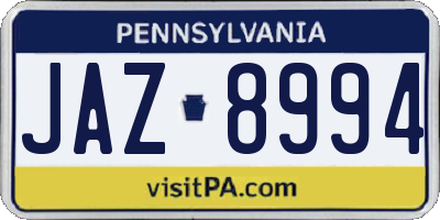 PA license plate JAZ8994