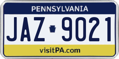 PA license plate JAZ9021