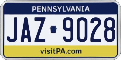 PA license plate JAZ9028