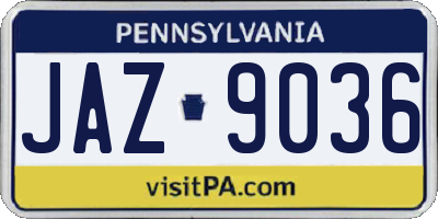 PA license plate JAZ9036
