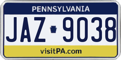 PA license plate JAZ9038