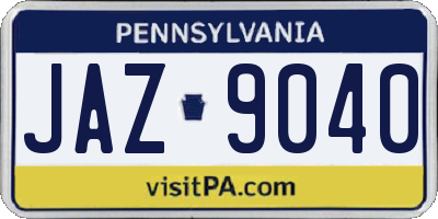 PA license plate JAZ9040