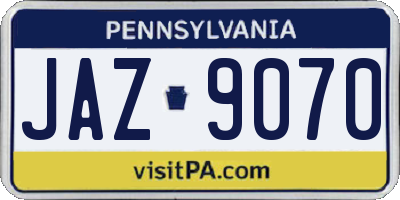 PA license plate JAZ9070