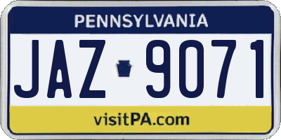 PA license plate JAZ9071