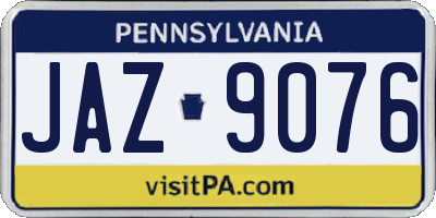 PA license plate JAZ9076