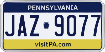 PA license plate JAZ9077