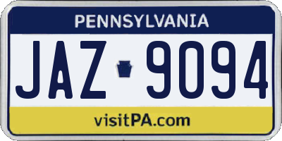 PA license plate JAZ9094