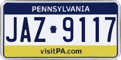 PA license plate JAZ9117