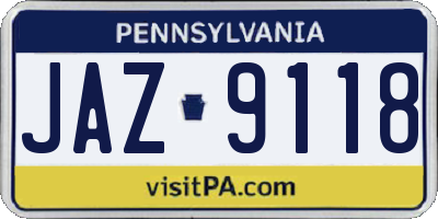 PA license plate JAZ9118