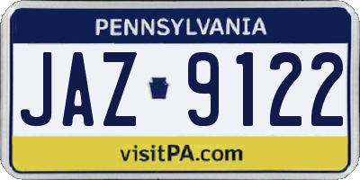 PA license plate JAZ9122