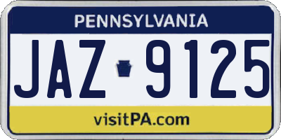 PA license plate JAZ9125