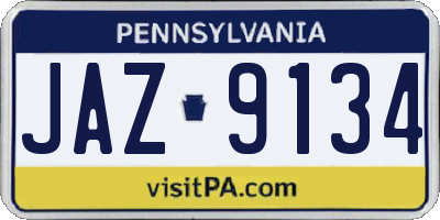 PA license plate JAZ9134