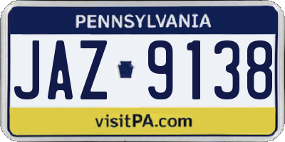 PA license plate JAZ9138