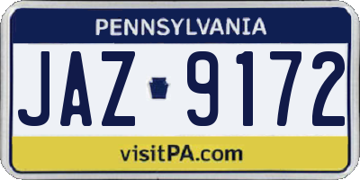 PA license plate JAZ9172