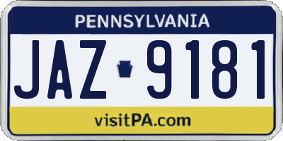 PA license plate JAZ9181