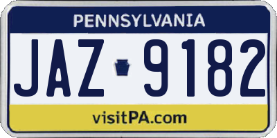 PA license plate JAZ9182