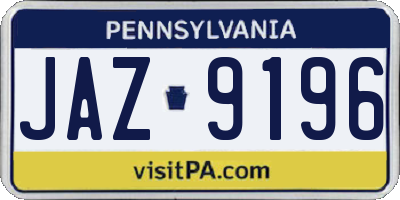 PA license plate JAZ9196