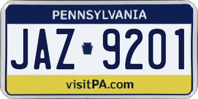 PA license plate JAZ9201