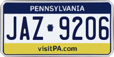 PA license plate JAZ9206