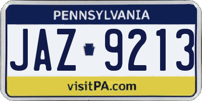 PA license plate JAZ9213