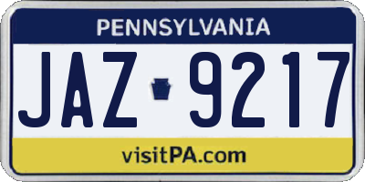 PA license plate JAZ9217