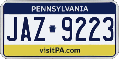 PA license plate JAZ9223