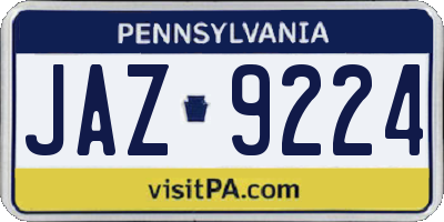 PA license plate JAZ9224