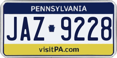 PA license plate JAZ9228