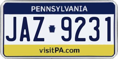 PA license plate JAZ9231
