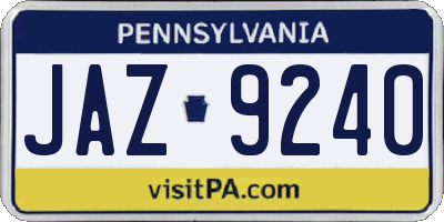 PA license plate JAZ9240
