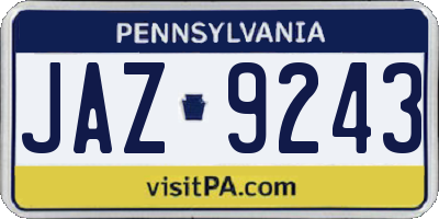 PA license plate JAZ9243