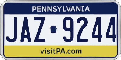 PA license plate JAZ9244
