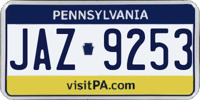 PA license plate JAZ9253