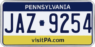 PA license plate JAZ9254