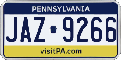 PA license plate JAZ9266