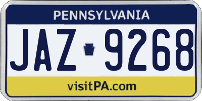 PA license plate JAZ9268