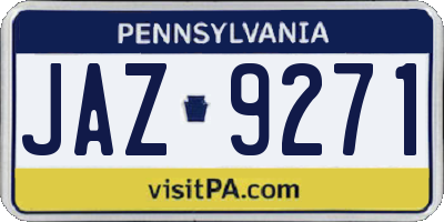 PA license plate JAZ9271
