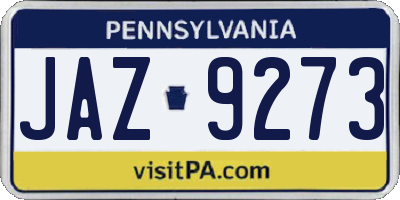 PA license plate JAZ9273